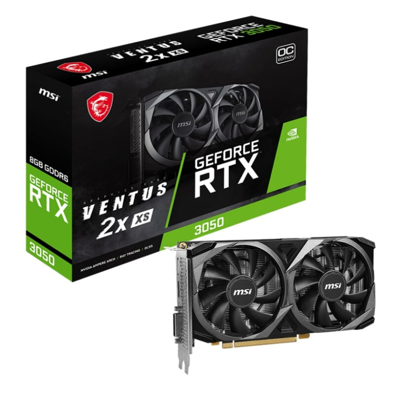 MSI GEFORCE RTX 3050 VENTUS 2X XS 8G OC GDDR6 HDMI DP DVI 128Bit