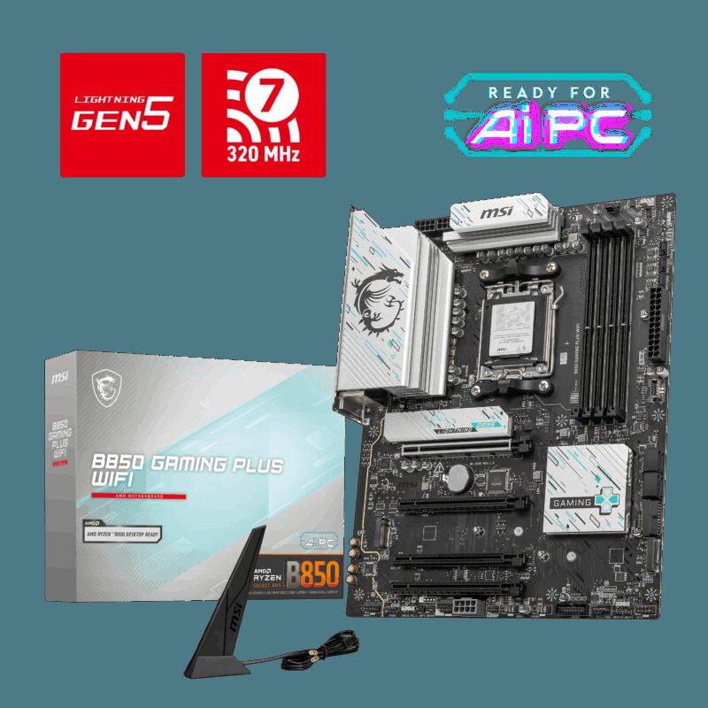 MSI B850 GAMING PLUS WIFI AM5 DDR5 8200MHZ(OC) DP 3x M.2 USB 10Gbs 5G LAN WI-FI 7 ATX