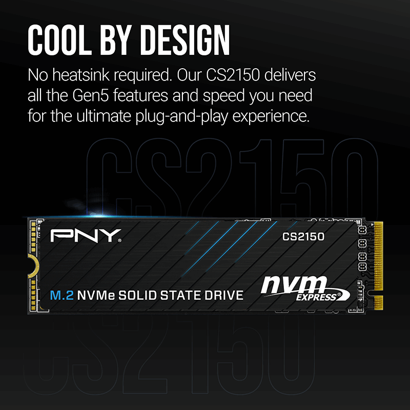 PNY CS2150 2TB 10200/8500 NVMe PCIe Gen5x4 M.2 SSD (M280CS2150-2TB-TB)