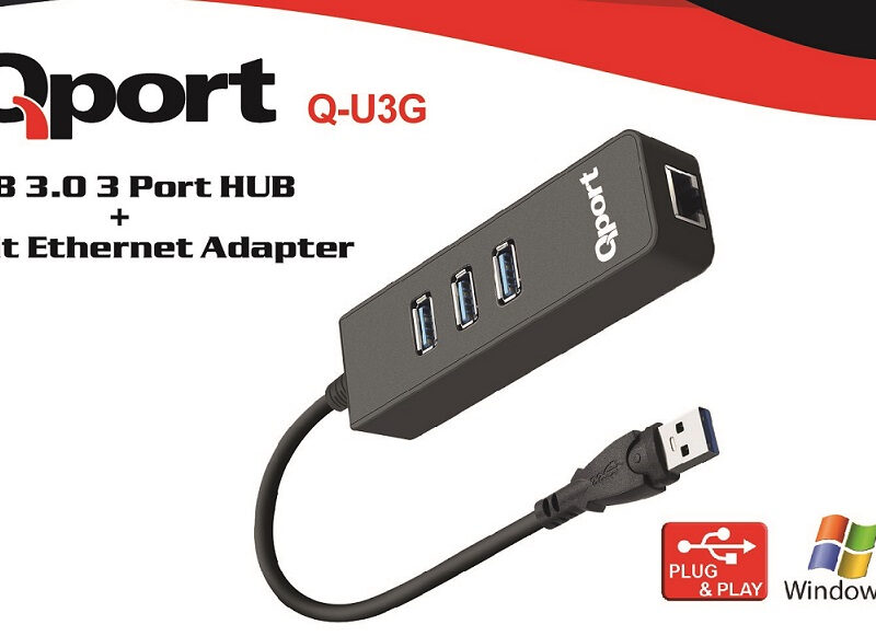 QPORT Q-U3G USB 3.0 ÇOKLAYICI/GIGABIT ADAPTÖR