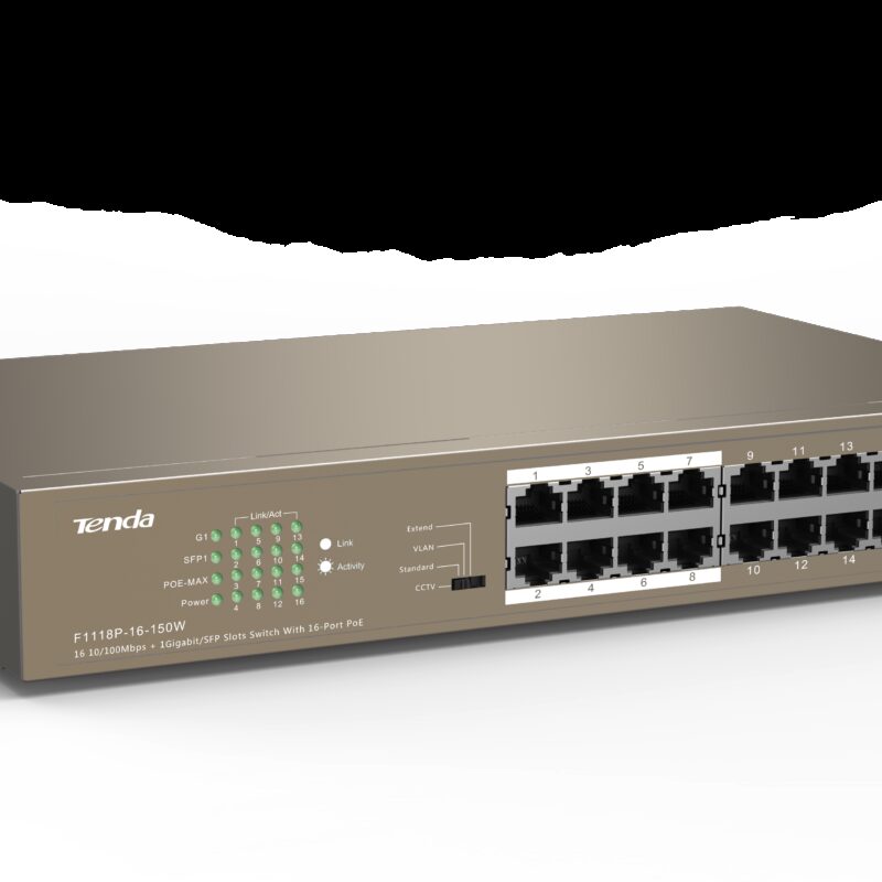 TENDA TEF1118P-16-150W 16PORT 10/100 YÖNETİLEMEZ POE SWITCH